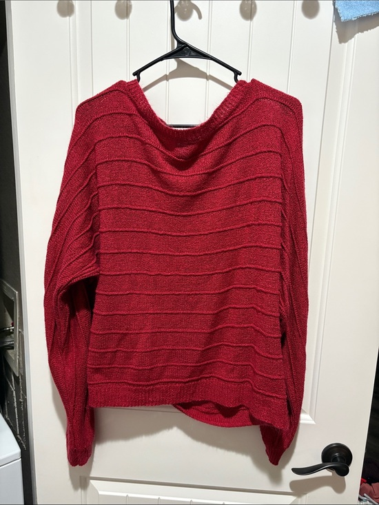 Daytrip Sweaters - Daytrip Red Ribbed Scoop-Neck Sweater